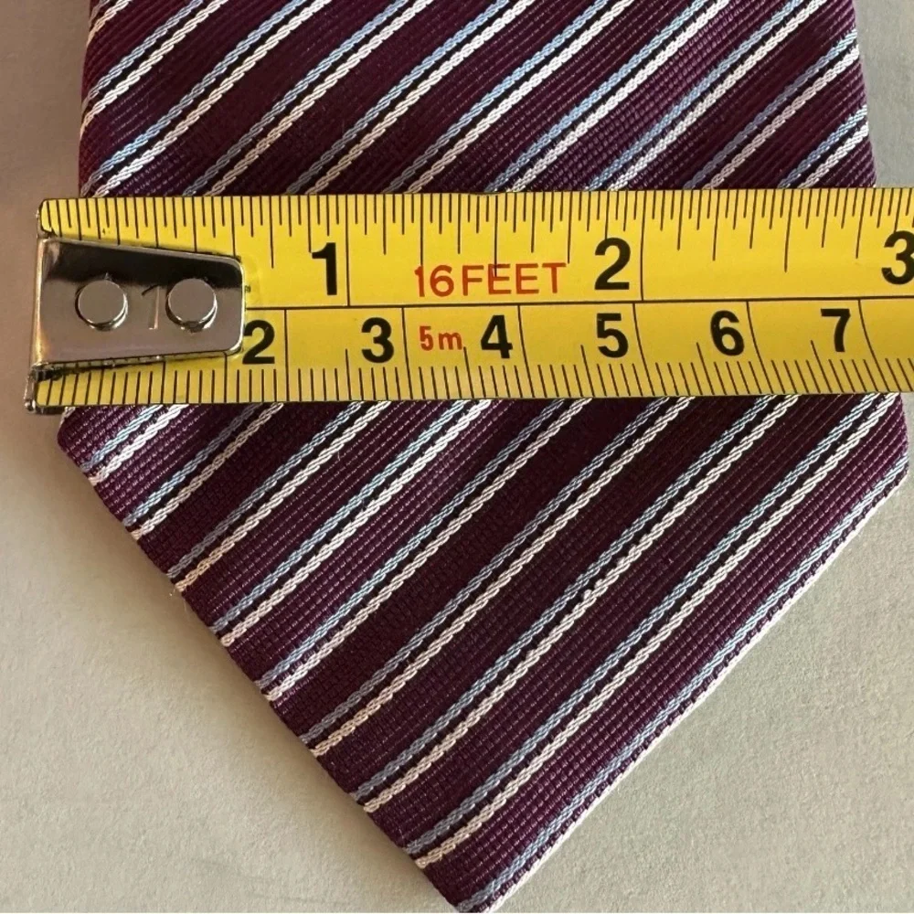 Hugo Boss Silk Neck Tie Burgundy /light Blue Stripe 3” Wide